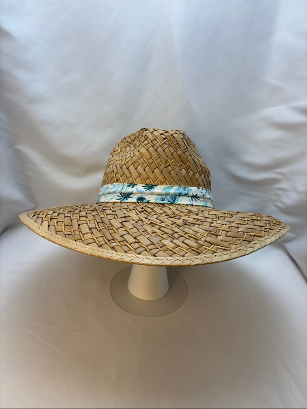 OLE’ American Women’s/Unisex Wide-Brim Straw Sun Hat W/ Blue Tropical Band‎ #508